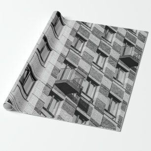 WEISS UND SCHWARZ KONKRETES GEBÄUDE GESCHENKPAPIER
