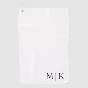 Weiß und Schwarz Modernes Monogramm Golfhandtuch