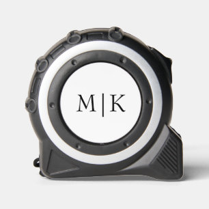 Weiß und Schwarz Modernes Monogramm Maßband