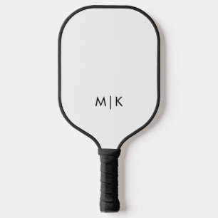 Weiß und Schwarz   Modernes Monogramm Pickleball Schläger