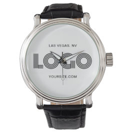 Weiß und Schwarz Modernes rechteckiges Logo Armbanduhr