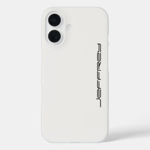 Weiß und Schwarz, Personalisierter Name iPhone 16 Hülle