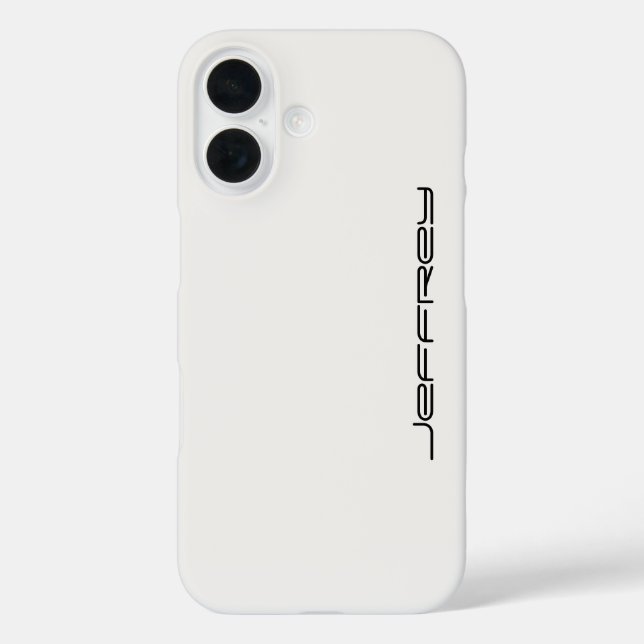 Weiß und Schwarz, Personalisierter Name iPhone 16 Hülle (Rückseite)