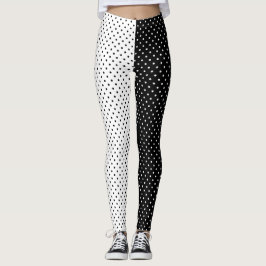 Weiß und Schwarz-Polka-Dot Leggings