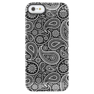 Weiß und schwarz Retro Paisley Muster Durchsichtige iPhone SE/5/5s Hülle