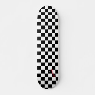 Weiß und Schwarz - Schachbretter und Name Skateboard