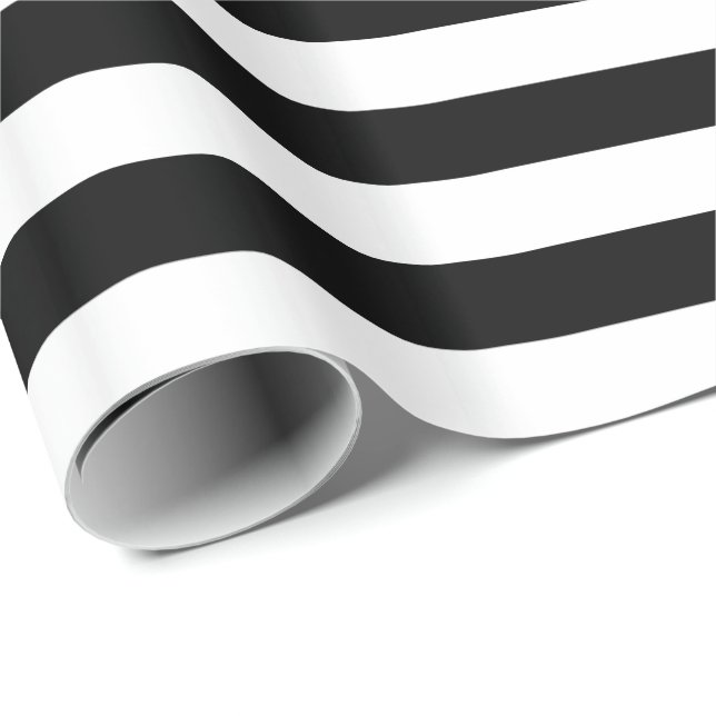 Weiß und Schwarz Streifen Geschenkpapier (Rolleneckpunkt)