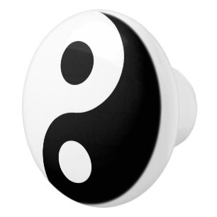 Weiß und Schwarz Yin und Yang-Symbol Keramikknauf