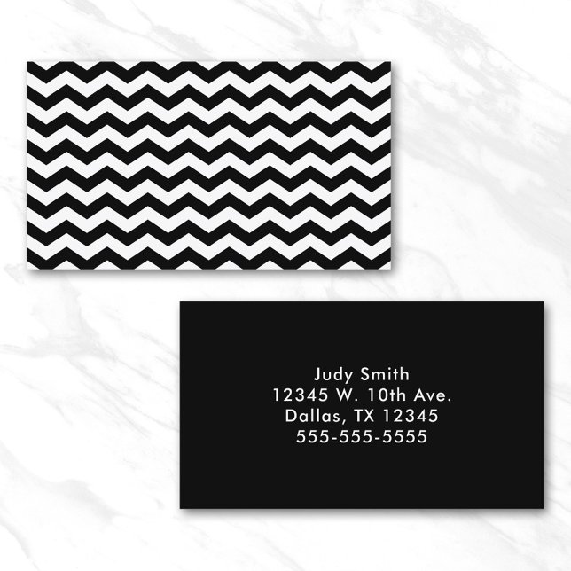 Weiß und Schwarz Zig Zag Visitenkarte (White and Black Zig Zag Business Card)