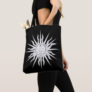Weiß- und schwarze whimszische Sonne Himmelsastrol Tasche