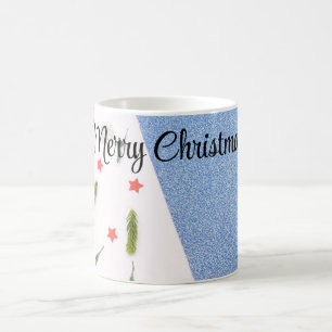 Weiß und Shine blau mit Pine Tree, Star and Flake Kaffeetasse