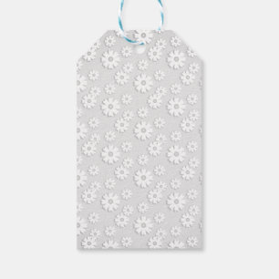 Weiß und Silbergrau, floral Geschenkanhänger