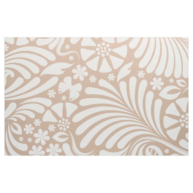 Weiß und Tan Barock Muster Stoff (Fat Quarter (45,7 x 55,9 cm))