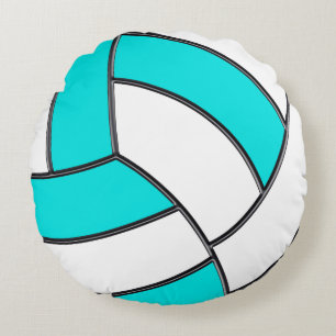 Weiß und Türkis-Volleyball-Kissen-Änderungs-Far Rundes Kissen