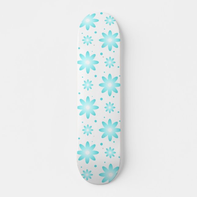 Weiß und türkisfarben, zarte Farbtupfer Skateboard (Vorne)