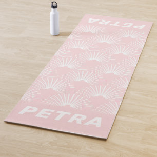 Weiß und weich-pink Art-Deko-Muster Yogamatte