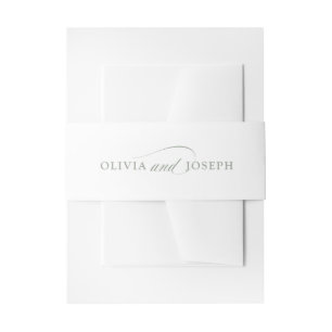 Weiß und Weiß Grün Italienisch Elegante   Hochzeit Einladungsbanderole