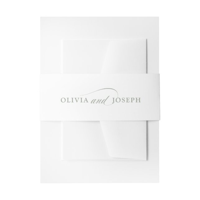 Weiß und Weiß Grün Italienisch Elegante | Hochzeit Einladungsbanderole (Vorderseite Beispiel)