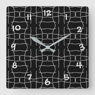 Weiß und Weiß Quadratische Wanduhr