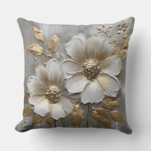 Weiß, weich, modern rustikal, floral kissen