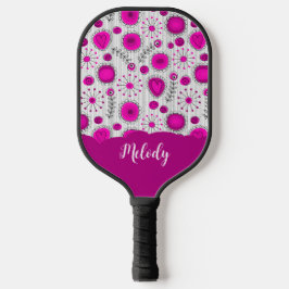 Weiß-weißes Herz-Whimsikal Blume Blumenname Pickleball Schläger