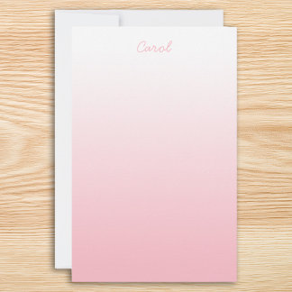 Weiss zu Blassrosa Ombre Personalisiert Briefpapier