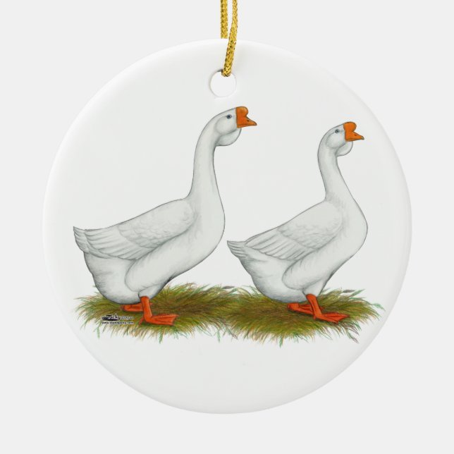 Weißafrikanischer Gänse Keramikornament (Vorne)