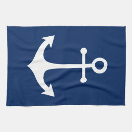 Weißanker auf marineblau geschirrtuch