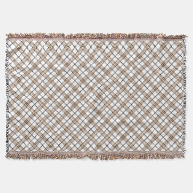 Weißbeige schwarze diagonale, karierte Muster Decke (Vorderseite)