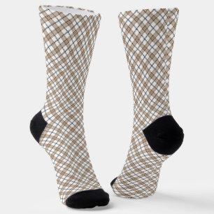 Weißbeige schwarze diagonale, karierte Muster Socken