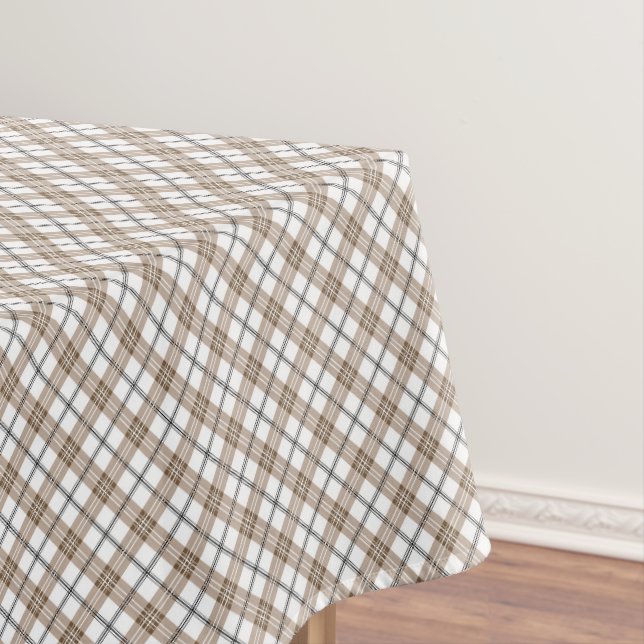 Weißbeige schwarze diagonale, karierte Muster Tischdecke (Beispiel)