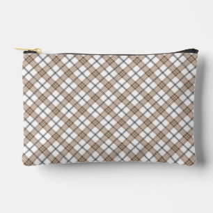 Weißbeige schwarze diagonale, karierte Muster Zubehörtasche