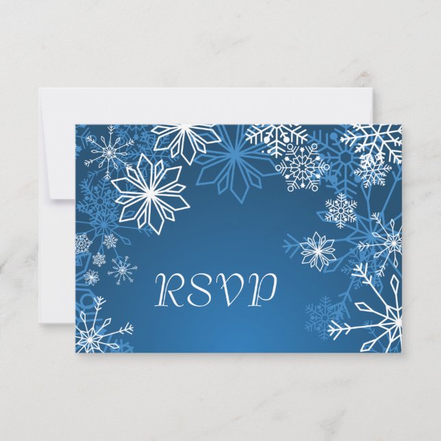 Weißblaue Schneeflocken Winterhochzeit UAWG RSVP Karte (Vorderseite)