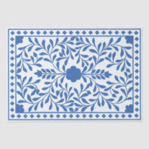 Weißblaue traditionelle Knochenintarsien-Dekupierp