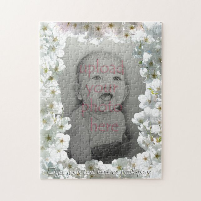 Weißblüten Puzzle Personalisiertes Foto Puzzle (Vertikal)