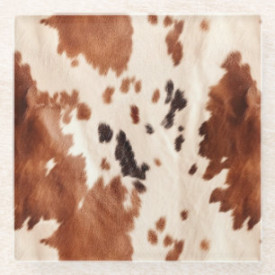 Weißbrauner Cowhide Glasuntersetzer
