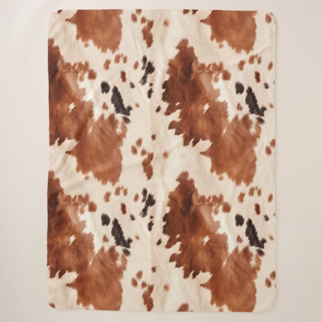 Weißbrauner Cowhide Sherpadecke (Vorderseite)