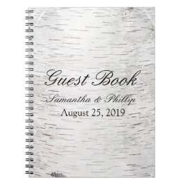 Weißbuch Birkenbaum Barke Rustikale Holzhochzeit Notizblock