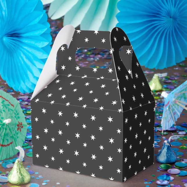 Weißbuch-Sterne auf schwarzem Dekor Geschenkschachtel (Party)