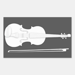 Weißbuch Violine & Bow über Holzkohle Rechteckiger Aufkleber