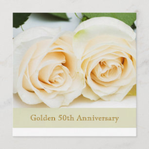 Weißcreme-Rose, 50. Hochzeitstag Einladung