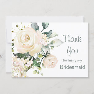 Weißcreme-Rose, Hydrangea Bridesmaid Vielen Dank Dankeskarte