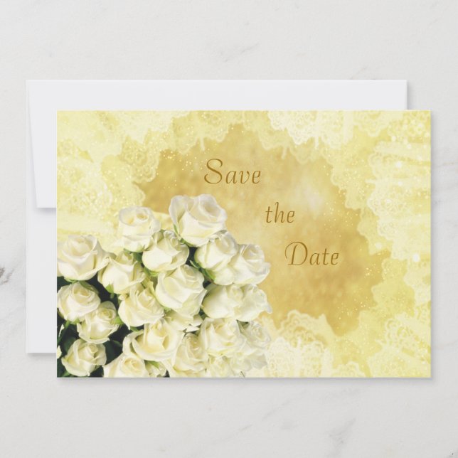 Weißcreme-Rose Jubiläum Save the Date (Vorderseite)