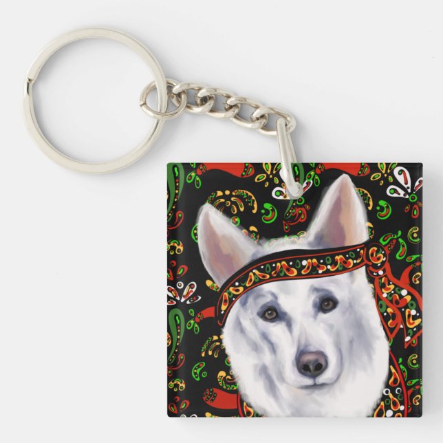 WEISSDEUTSCHE SHEPHERD MEXICO SCHLÜSSELANHÄNGER (Vorderseite)