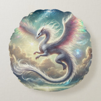 Weißdrache Rundes Kissen