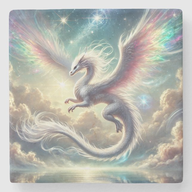 Weißdrache Steinuntersetzer (Vorderseite)