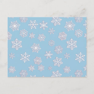Weiße 3-D-Schneeflocken auf eisblauem Hintergrund Postkarte