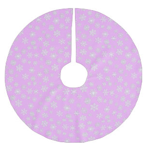 Weiße 3-D-Schneeflocken auf orchigem Hintergrund Polyester Weihnachtsbaumdecke