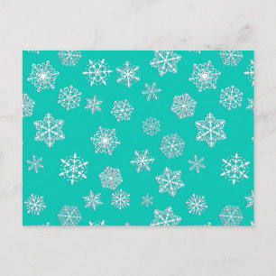 Weiße 3-D-Schneeflocken auf türkisfarbenem Hinterg Postkarte