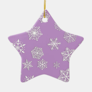 Weiße 3-D-Schneeflocken im Hintergrund Keramikornament